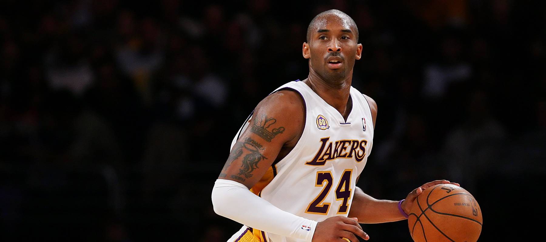 Los Angeles Lakers guard Kobe Bryant drives the ball up the court during a game against the Cleveland Cavaliers at the Staples Center in Los Angeles, Jan. 27, 2008.